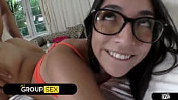 Hardcore threesome love is smashed into Madison Wilde's tight pussy!