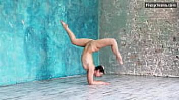 Babe in glasses who is flexible Kim Nadara stretches