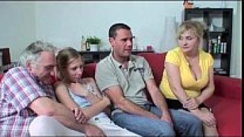 Foursome sex with granny's breast