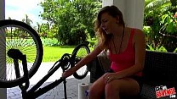 The girl receives love on her portch.