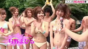 Uncensored Japanese adolescent pool party featuring a blow-job competition and a creampie finish