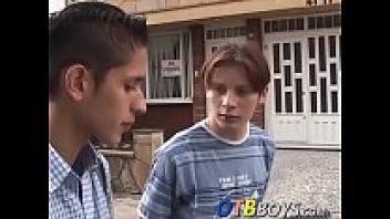 Hung Latino makes his pal cum by giving him a smack in the ass.