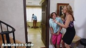 BANGBROS: Stepmother in a threesome with Abby Lee Brazil, a Latina maid