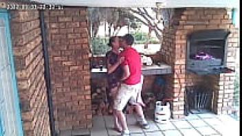 A spy camera captured a couple in love on the nature reserve's porch.