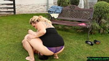 Bbw chubby facesitting and pulling a robust cock