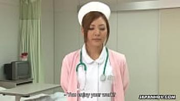 After being severely beaten in the pussy, a gorgeous Japanese nurse gets creampied.