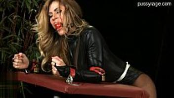 Bondage gang bang with a busty chick