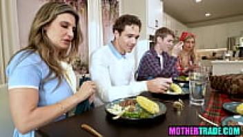 For group sex, stepsons trade stepmothers.