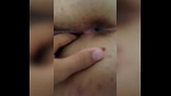 Touching a hairy pussy