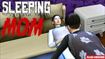 Asian stepmother and stepson having sex with a Korean girl after sharing a room.