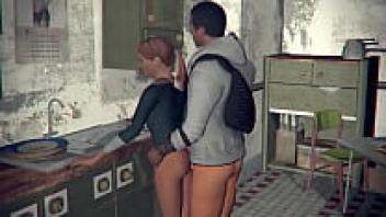 While my wife is at work, I adore my neighbour in the kitchen. 3D porn in private.