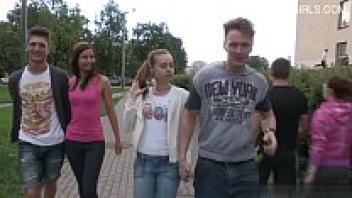 Homemade gangbang with a busty girlfriend