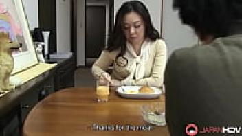 Stepmother sucking her son's firm cock to extract his sperm