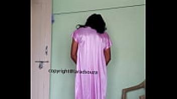 Indian hottie Lara D'souza in satin pyjamas