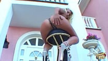 One flawless tiny blonde gives ass god Steve Holmes both of her holes.