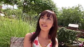 Uncensored JAV Porn: Risky Garden Sex in Japan on a First Date with Skinny Japanese Teen Marica Hase and a Stranger