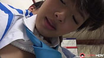 The Japanese Mayuka Momota at work has an uncontrolled craving for dick.