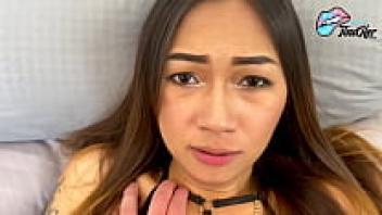 While being loved raw, a ladyboy cums with her little cock.