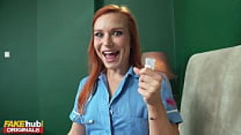 A sperm sample must be collected by FAKEhub, a gorgeous redhead nurse with a flawless little pink shaved pussy.