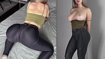 adoring my girlfriend after a sweaty workout in gym leggings