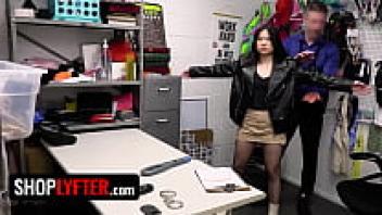 Shoplyfter: A sulky Japanese girl thief was apprehended by security after being stripped.