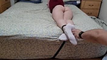 Teenage feet tied up in bondage tickling fetish