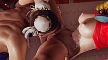 Chun Li creampied Karin Kanzuki in Futa: Street Fighter - 3D Porn