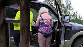 Voyeur outside eavesdrops on the production of a pornographic film by two mature lesbians. Behind the scenes, a fat milf with a large ass. Fetish.