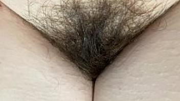 extreme close-up of my enormous bush and hairy pussy Hairy fetish in 4K HD video