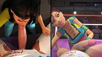 In this 3D cartoon porn, attractive women deepthroat a big cock in a split-screen competition!