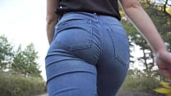 Admire My Blue Jeans Walking Wiggle Ass